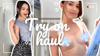 [4K] Try-On Haul with Margo | Transparent sky-blue clothes