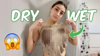 4K TRANSPARENT CLOTHES DRY VS WET TRY ON HAUL | KNIT TRIANGULAR CROPPED TUBE TOP #1