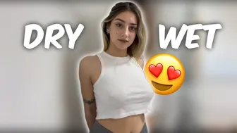 4K TRANSPARENT CLOTHES DRY VS WET TRY ON HAUL | WHITE KNITTED CROP TOP