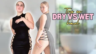 Dry vs Wet Experiment: SEE-THROUGH Black Dress Try On Haul with No Bra