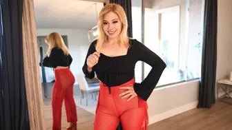 Super Transparent Red Pants Try On in [4K]