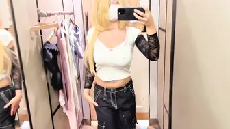 Transparent No Bra Changing Room Haul [4K] #3