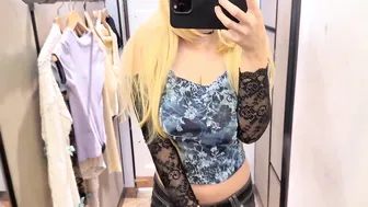 Changing Room Transparent Try-On Haul | No Bra | Double mirror #5