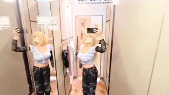 Transparent Changing Room Try-On (Bouncing and No Bra) #3