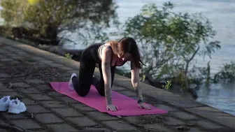 leg stretching by the river #3