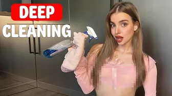 4K Cleaning Routine | Sheer Outfit Wiping the Fridge | Try On Haul Cleaning Tutorial
