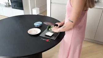 Summer Whisper: Transparent Moments as Allison Cooks in Her Dress #3
