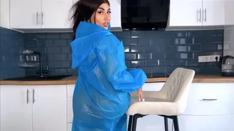 4K USA tested transparent raincoat multi-layer lightweight & soft blue