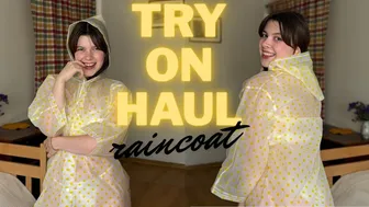 [4K USA] TRY-ON Haul | Raincoat with Yellow Dots