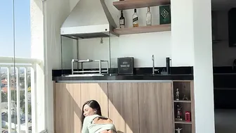 CLEANING THE BARBECUE AREA IN A CUTE LIGHT GREEN OUTFIT | HOUSEWORK ROUTINE #3