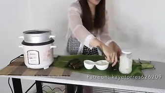 How to make suman traditional Filipino snacks( malagkit in banana leaves) by Kaye Torres #4