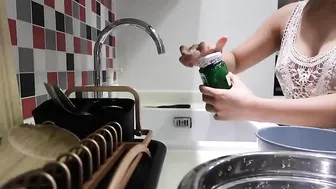 Making buko pandan dessert coconut cream and with palm fruit #3