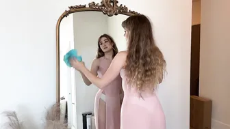 Cleaning My Giant Mirror In A SHEER Dress #5