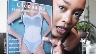 GLOSSY PANTYHOSE and SHEER NYLON BODYSUIT Pearl and Poseidon Try on and Review #3