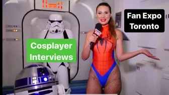 Cosplay Convention Girl at Fan Expo Toronto interviews by Naked News reporter | Marina Valmont