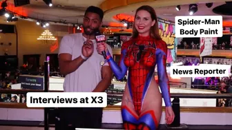 Naked News Reporter interviews in Spider-Man Body Paint Cosplay | Marina Valmont #1