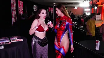 Naked News Reporter interviews in Spider-Man Body Paint Cosplay | Marina Valmont #4