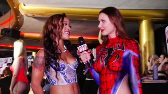 Naked News Reporter interviews in Spider-Man Body Paint Cosplay | Marina Valmont #5