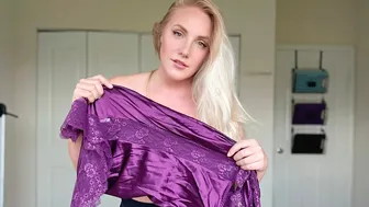 EXQUISITE Purple Satin Lingerie Nightie Try On Haul