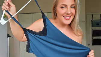 Satin Slip Try On Haul - Sophisticated Blue Satin Lingerie #1