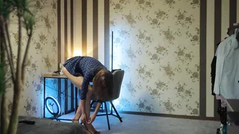 Secretary Tina in a short dress Transparent cleans her desk #2