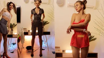 [4K] Try on haul Transparent Dresses with Tina and Eva on High Heels #1