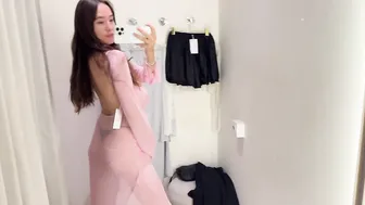 [4K] No Bra Challenge Try on Haul 2024 : Transparent Dress with Sasha 18+ #4