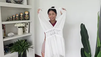 4K | Breakfast outfit and Transparent Pajamas No Bra | Asian Girl Natural Body #3