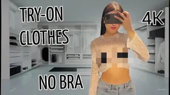 [ 4K ] TRY ON HAUL | Transparent white top and black top | NO BRA With DARKLORY