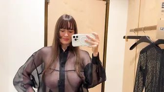 [4K] Transparent No Bra Try-On Haul | 2024 TWO BIG THINGS IN A DRESSING ROOM #5