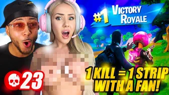 Fortnite Challenge! 1 KILL = REMOVE 1 PIECE OF CLOTHING WITH A FAN!