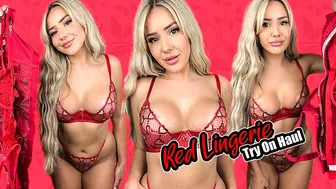 Red Lace Lingerie Try On Haul ⎜Bonnie Brown #1