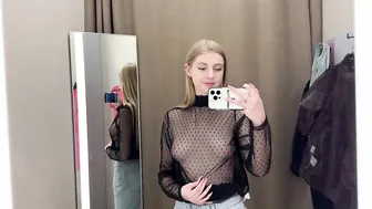 [4K] TRANSPARENT TRY ON HAUL with Lolly In Dressing Room #5