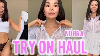 4K TRANSPARENT TRY ON HAUL | NO Bra Asian Girl