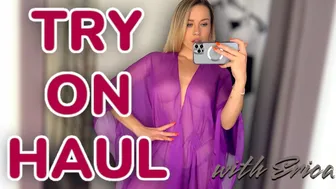 4K Transparent BEACH ROBES Try-on Haul with Erika ❣️ See Through Haul 2024