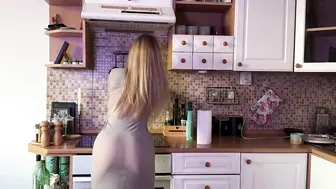 [4K USA Housewife] How to clean the kitchen? Transparent haul See trough Try on with Lana (2024) #5