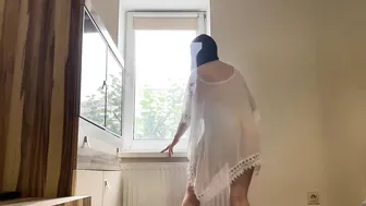 [4K] USA Housewife♥️♥️♥️♥️How to clean a window? Transparent Haul No Bra See Through Try On #4