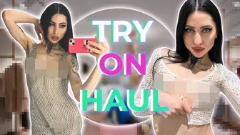 4K Try on Haul Today 2024 | Transparent Natural Petite Body with Morticia Addams