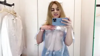 [4K] See-Through Clothes Try on Haul | Transparent Fabric with daisy print #4