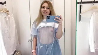 [4K] See-Through Clothes Try on Haul | Transparent Fabric with daisy print #5