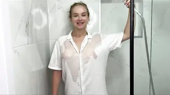 [4K USA] Dry VS Wet Transparent White ShirtTry On Haul | See-Through Clothes #3