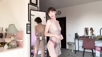 Try On SeeThrough Fishnet Dress By Liux Bate #5