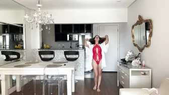 MY FAVORITE RED TRANSPARENT LINGERIE TRY ON #4