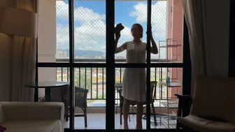 CLEANING THE WINDOW IN A WHITE TRANSPARENT DRESS (PART 3) #1