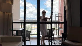 CLEANING THE WINDOW IN A WHITE TRANSPARENT DRESS (PART 3) #2