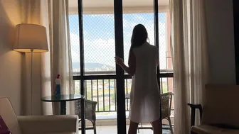 WHITE TRANSPARENT ROBE CLEANING THE WINDOW (PART.1) #2