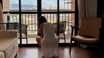 NEW WHITE TRANSPARENT ROBE CLEANING THE WINDOW (PART.2)