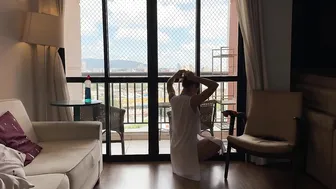 NEW WHITE TRANSPARENT ROBE CLEANING THE WINDOW (PART.2) #3