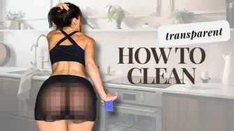 See-Through Try On Haul: Cleaning in Cozy Transparent Outfits #1