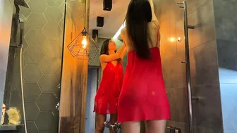 TRANSPARENT Cleaning Mirror | See-Through Red Babydoll #3